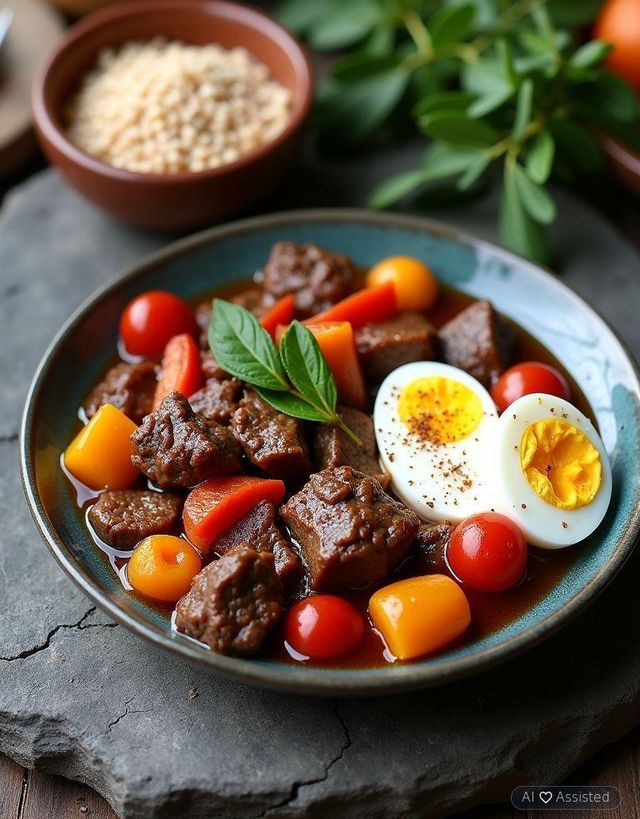 Beef goulash with liver and buckwheat