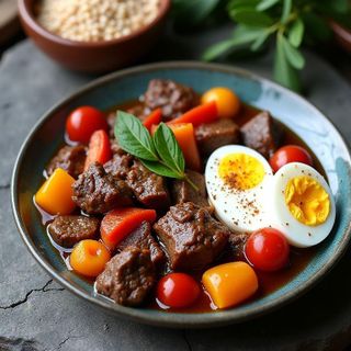 Beef goulash with liver and buckwheat