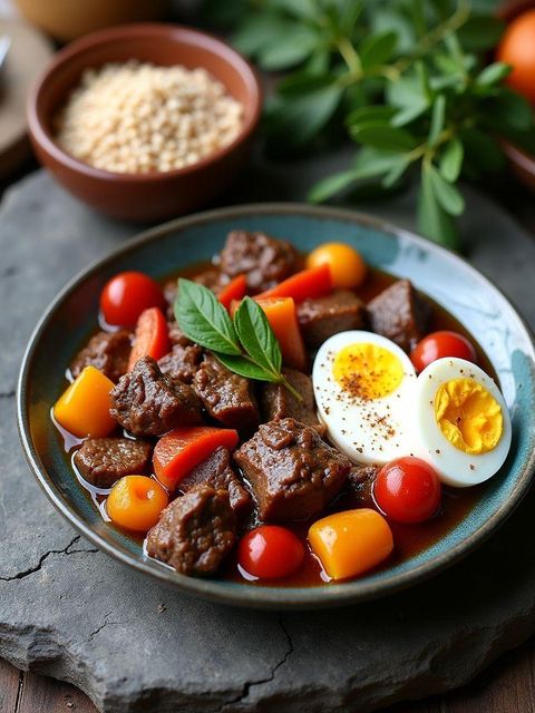 Beef goulash with liver and buckwheat
