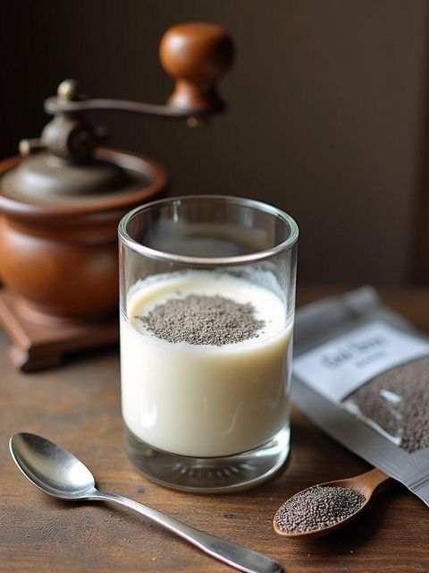 Kefir with seeds: chia and linseed
