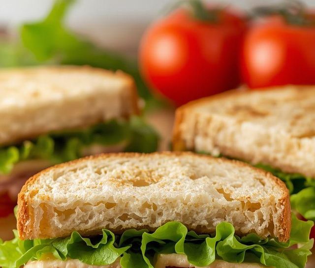 Turkey Ham Sandwiches with Lettuce and Tomatoes