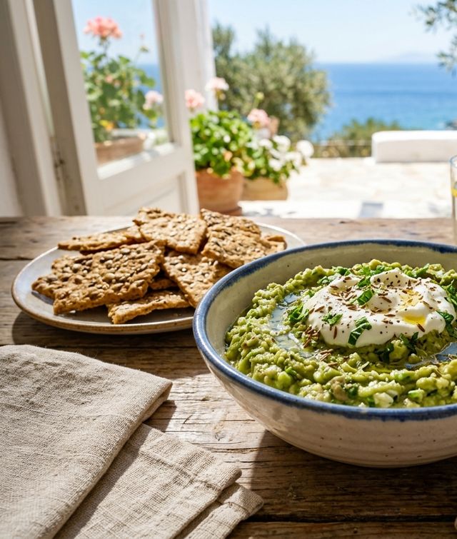 Broad Bean Spread with Greek Yogurt, Cumin and Fresh Mint