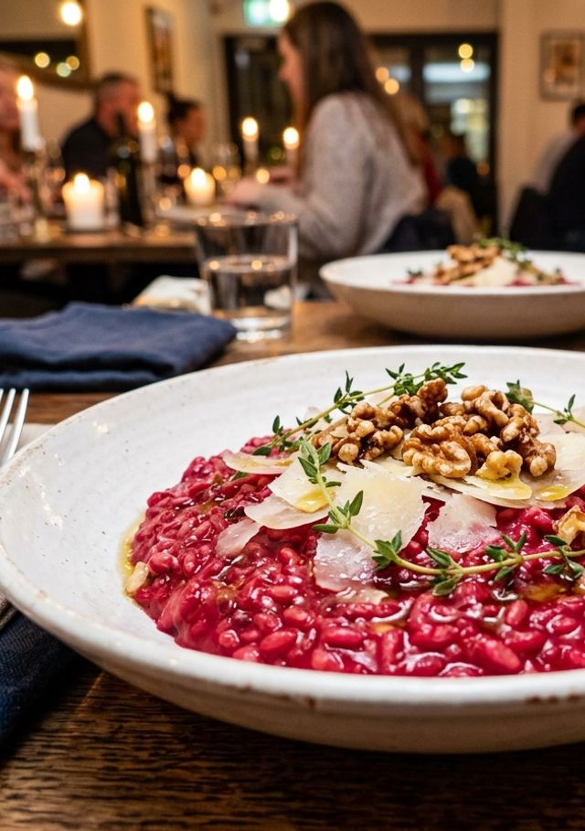 Creamy Beetroot Risotto with Fresh Thyme and Aged Parmesan