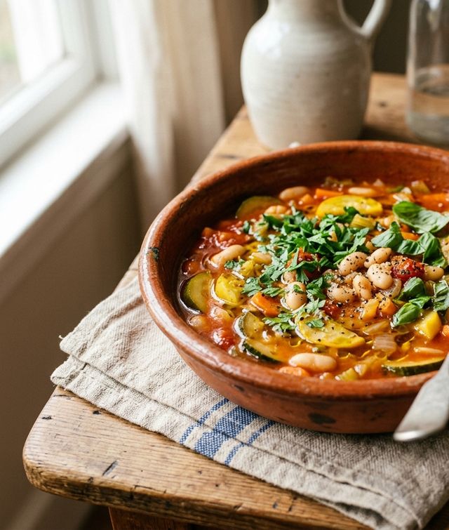 Hearty Mediterranean White Bean and Zucchini Stew with Tomatoes