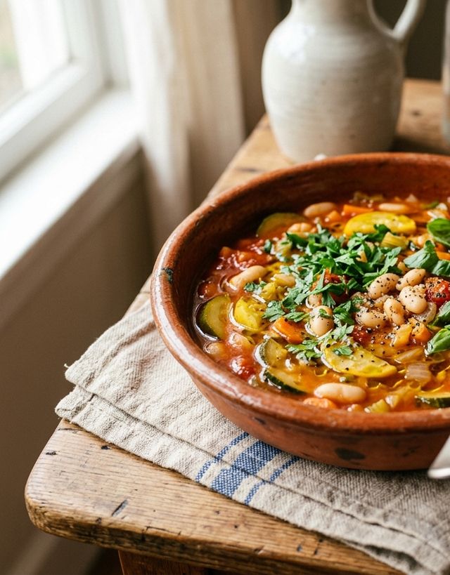 Hearty Mediterranean White Bean and Zucchini Stew with Tomatoes