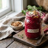 Ruby Roasted Beetroot Walnut Pesto with Parmesan