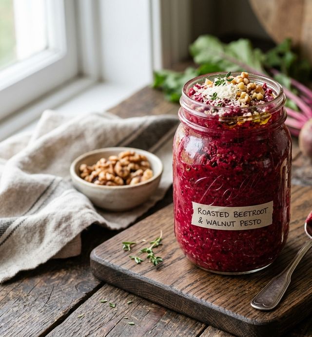 Rubinrotes Rote-Bete-Pesto mit Walnüssen und Parmesan