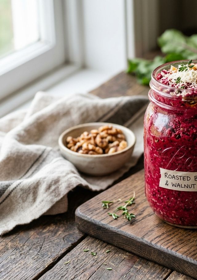 Rubinrotes Rote-Bete-Pesto mit Walnüssen und Parmesan