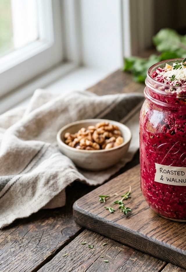 Rubinrotes Rote-Bete-Pesto mit Walnüssen und Parmesan