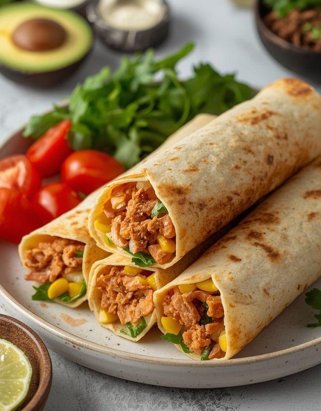 Tortilla Rolls with Tuna and Corn