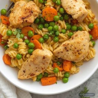 Chicken Kaszotto with Carrots and Peas