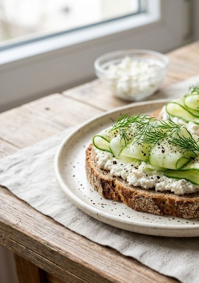 Graham Bread DASH Sandwiches with Semi-Skimmed Curd Cheese and Fresh Cucumber