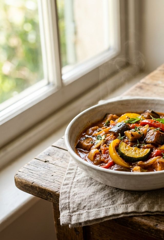 Provençal DASH Vegetable Ratatouille with Eggplant, Zucchini, Bell Pepper and Fluffy Millet