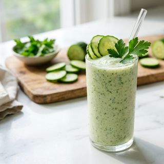 Refreshing DASH Probiotic Kefir Smoothie with Fresh Cucumber and Parsley