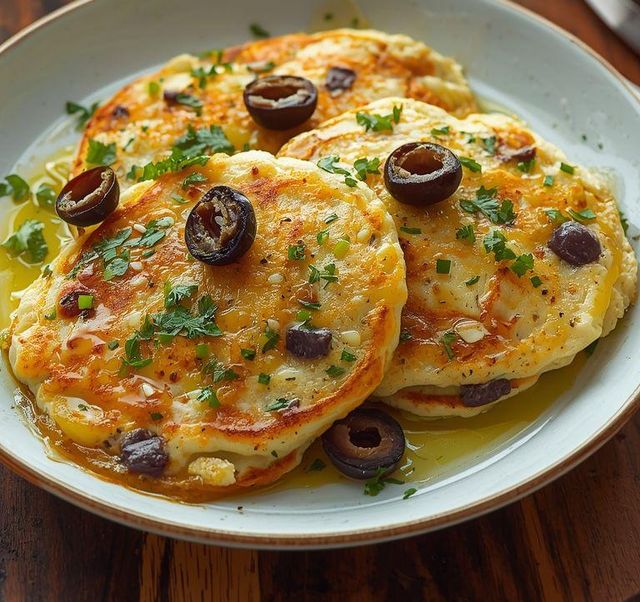 Pfannkuchen mit Lauch und Oliven