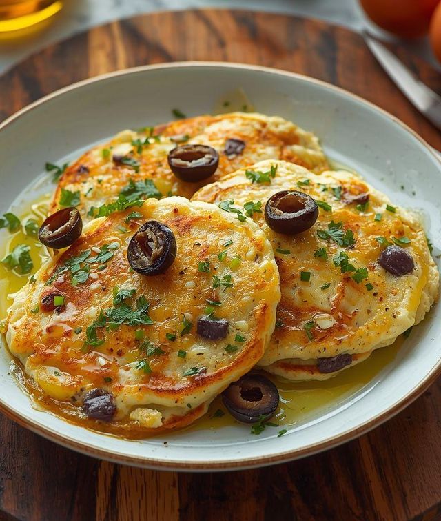Pfannkuchen mit Lauch und Oliven