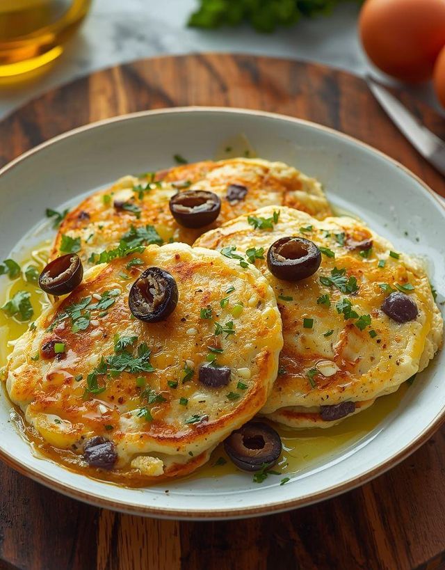 Pancakes with Leek and Olives