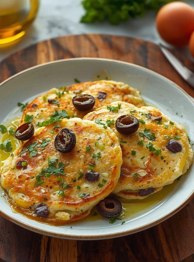 Pfannkuchen mit Lauch und Oliven